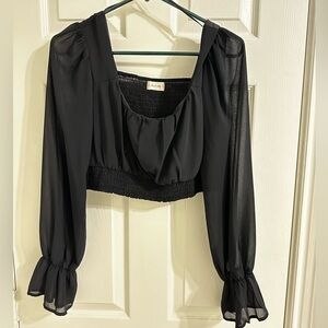 Altar’d State Black Sheer Mesh Crop Top - Size Large